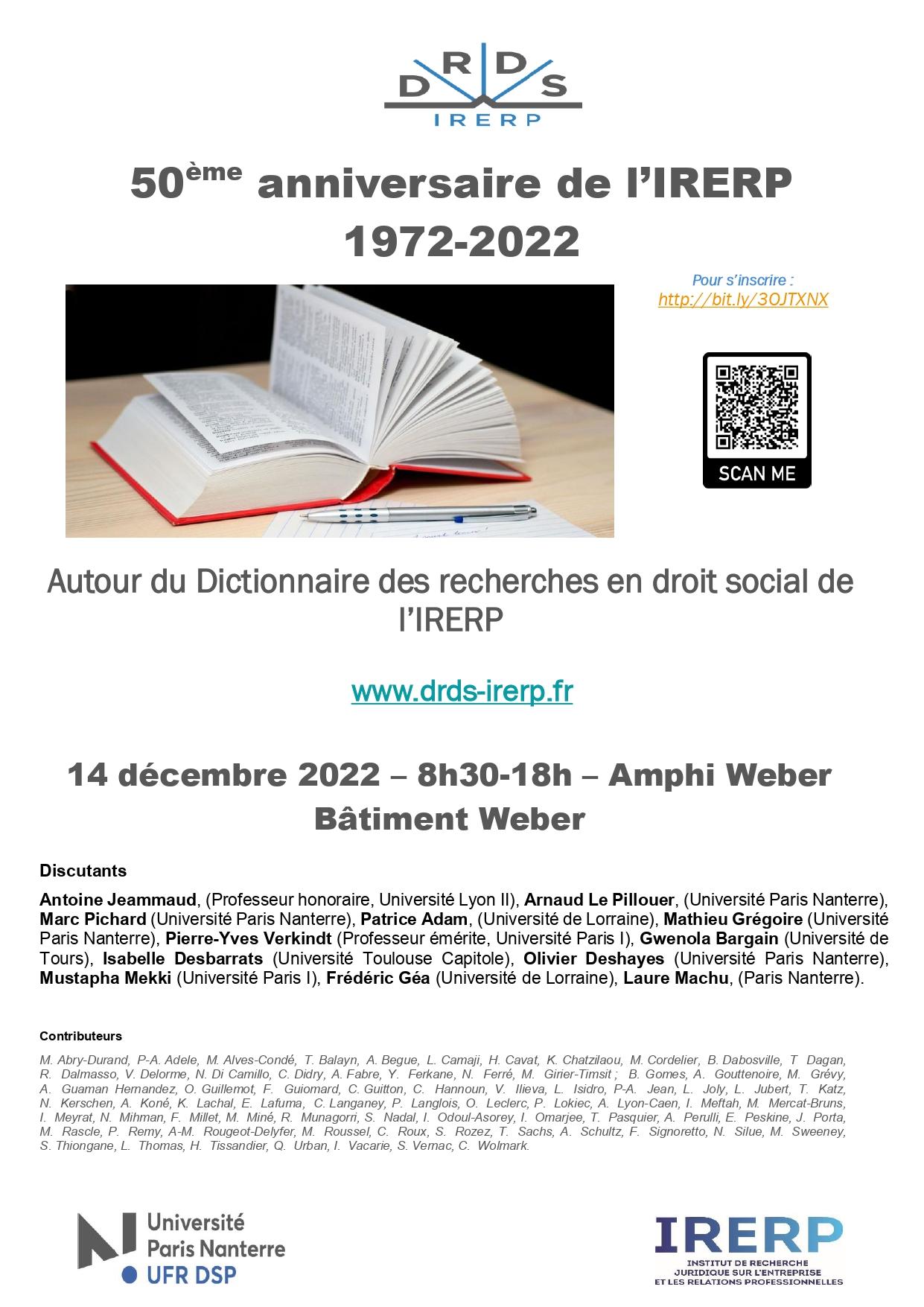 50ème anniversaire de l'IRERP 1972 - 2022